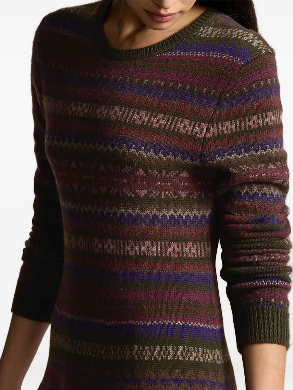 Polo Ralph Lauren Fair isle-pattern midi dress Groen