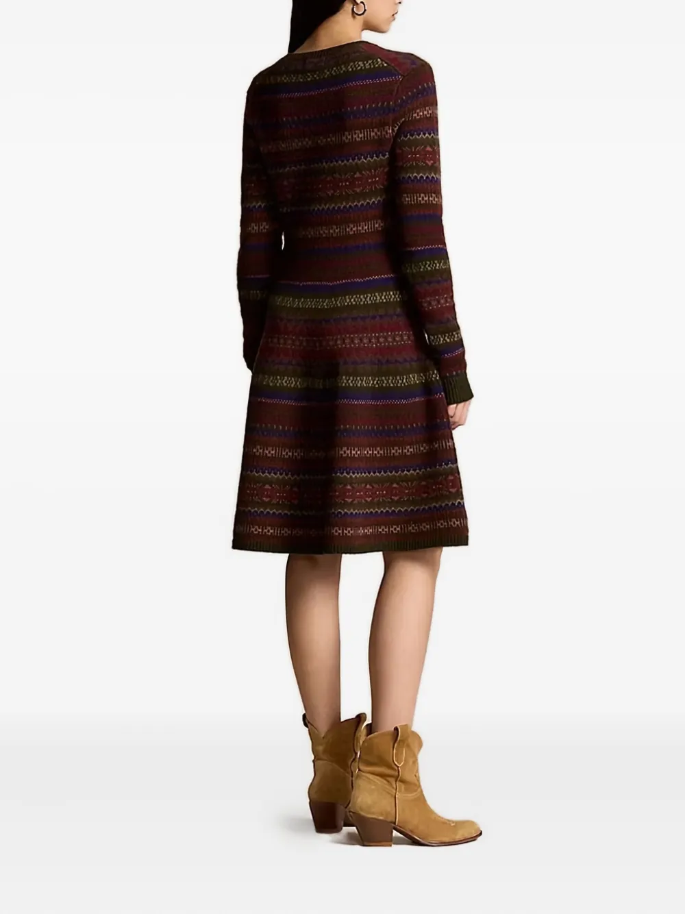 Polo Ralph Lauren Fair isle-pattern midi dress Groen