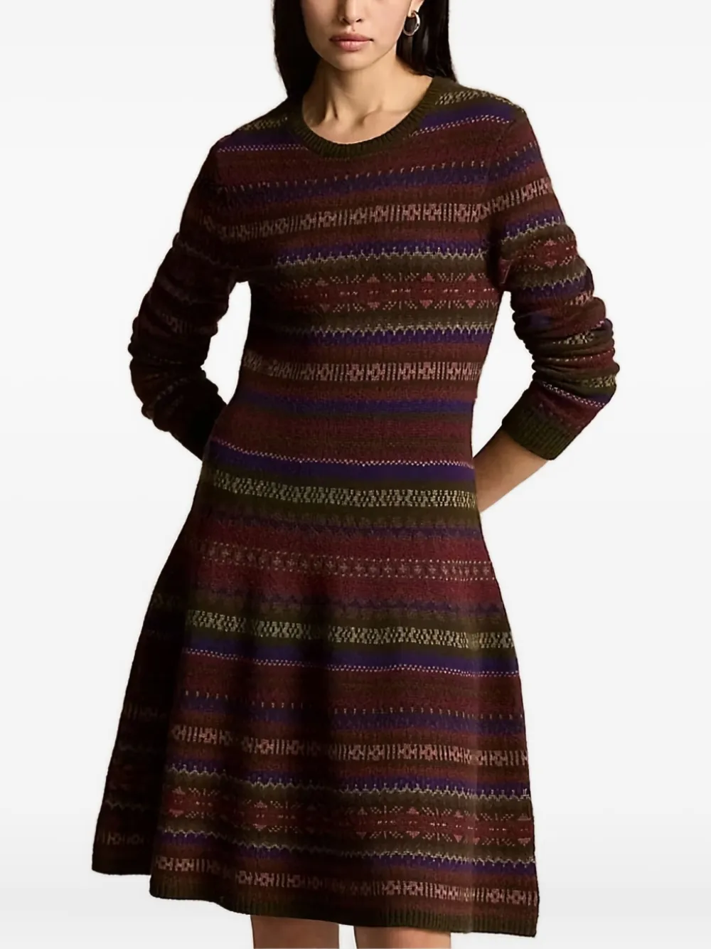 Polo Ralph Lauren Fair isle-pattern midi dress Groen