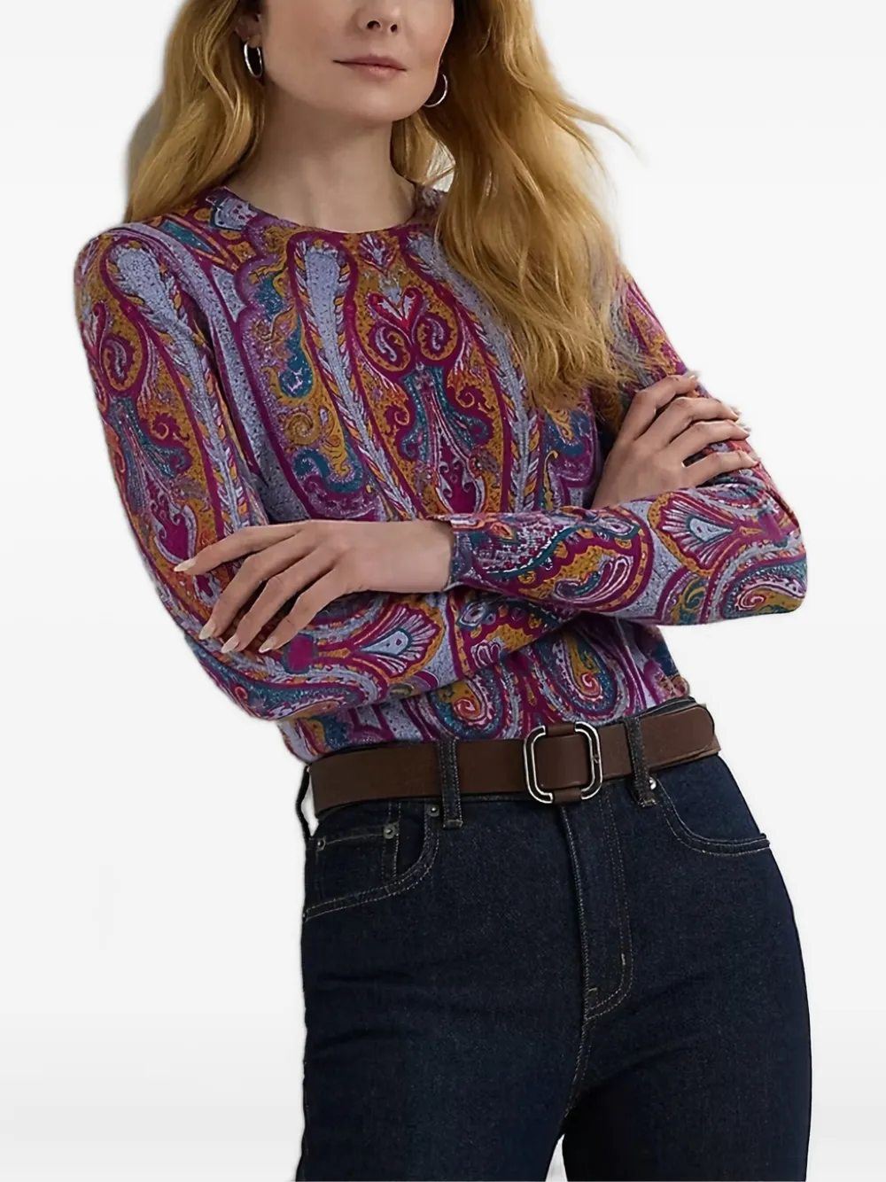 paisley-print long-sleeve sweater