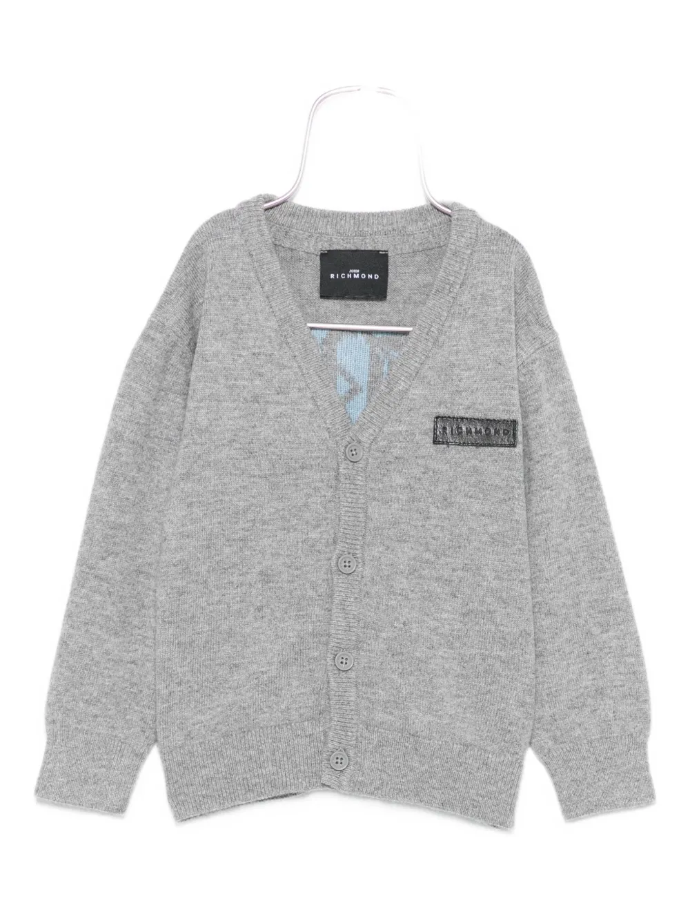 John Richmond Junior logo-plaque cardigan - Grigio