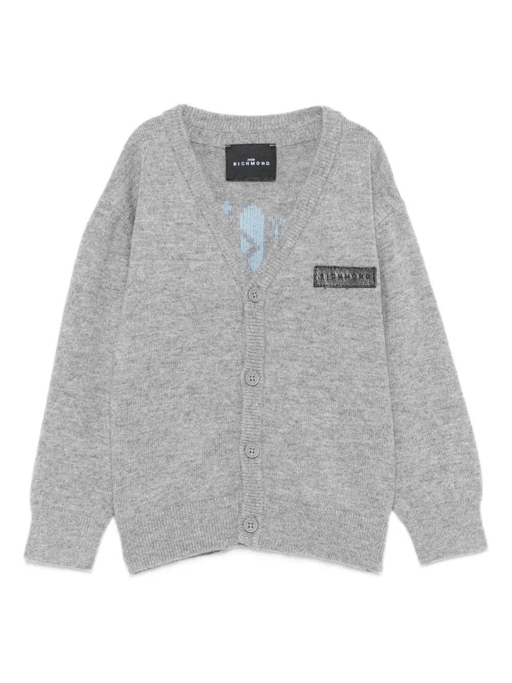 John Richmond Junior logo-plaque cardigan Grijs