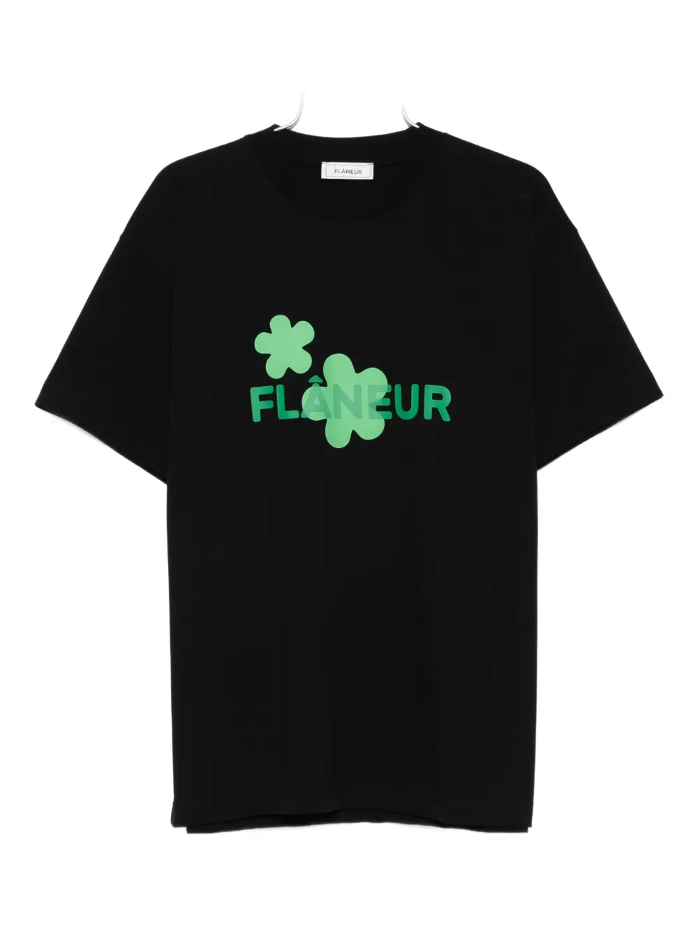 FLÂNEUR flower-print cotton T-shirt - ブラック FLÂNEUR flower-print cotton T-shirt - ブラック