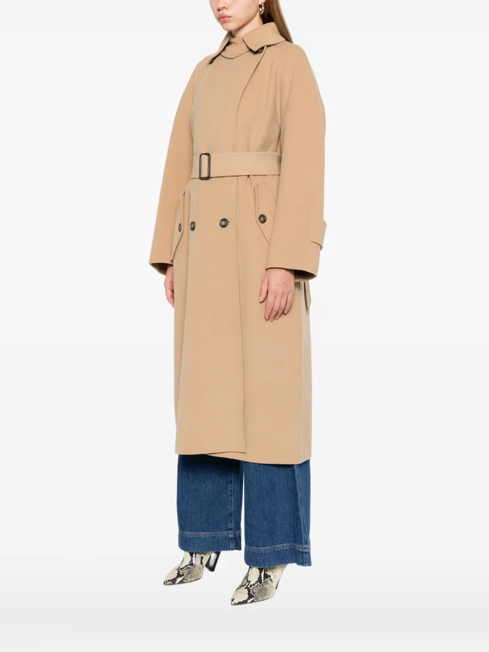 Weekend Max Mara Virgin Wool Double-breasted Coat In Brown