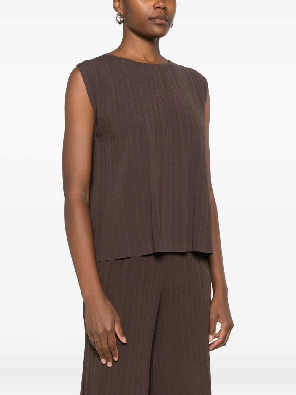 Weekend Max Mara Pleated Sleeveless Top In Brown