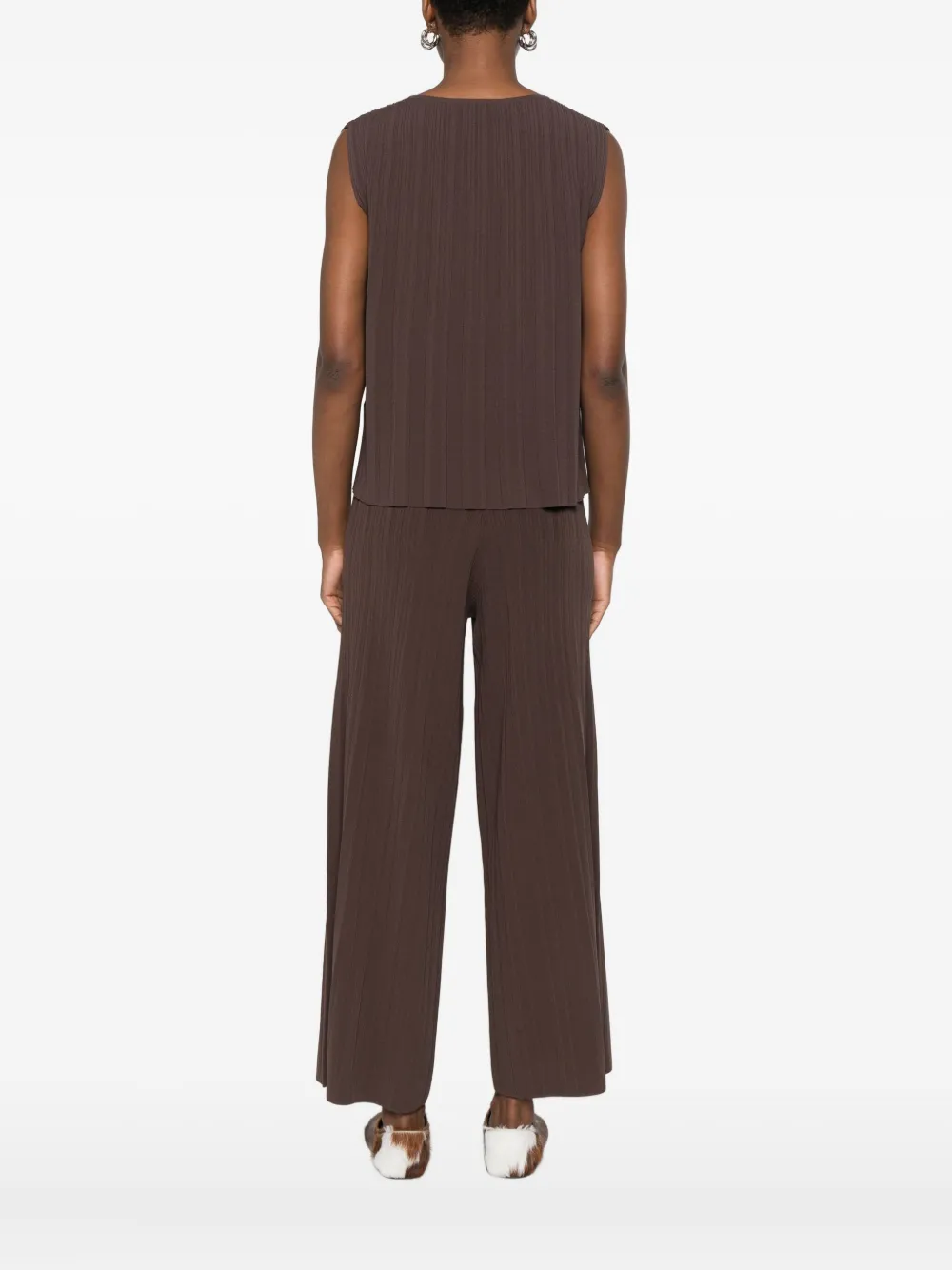 Weekend Max Mara Pleated Sleeveless Top In Brown