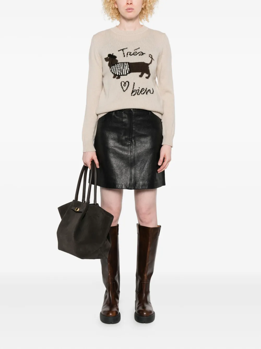 Weekend Max Mara Leren mini-rok - Zwart