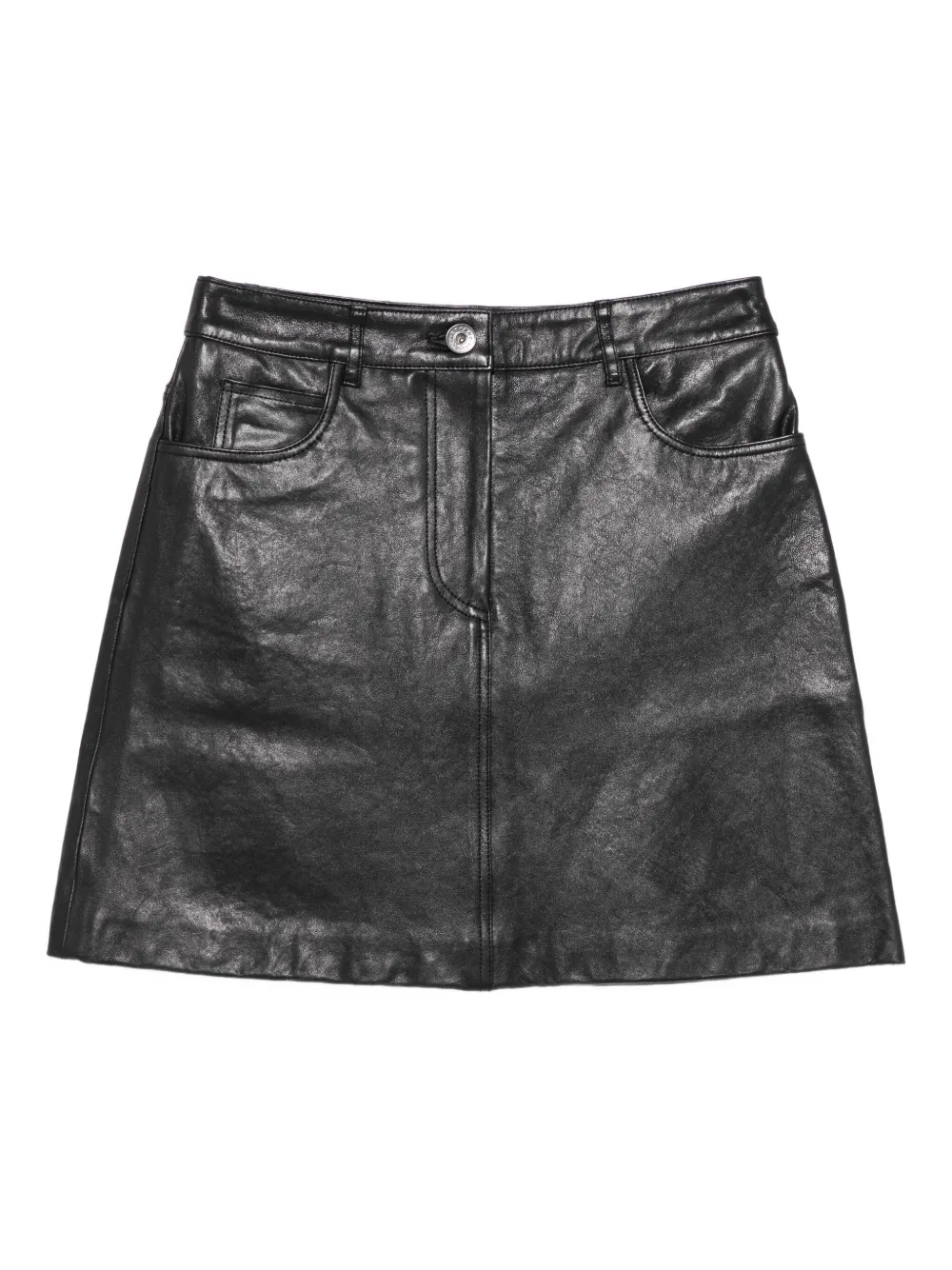Weekend Max Mara Leather Pocket Mini Skirt In Animal Print