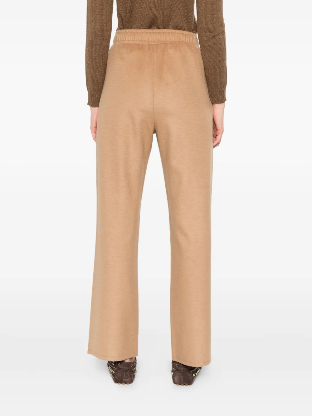 Weekend Max Mara Virgin Wool Blend Straight-leg Trousers In Brown