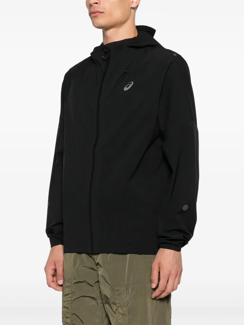 ASICS hooded zip-up jacket Zwart