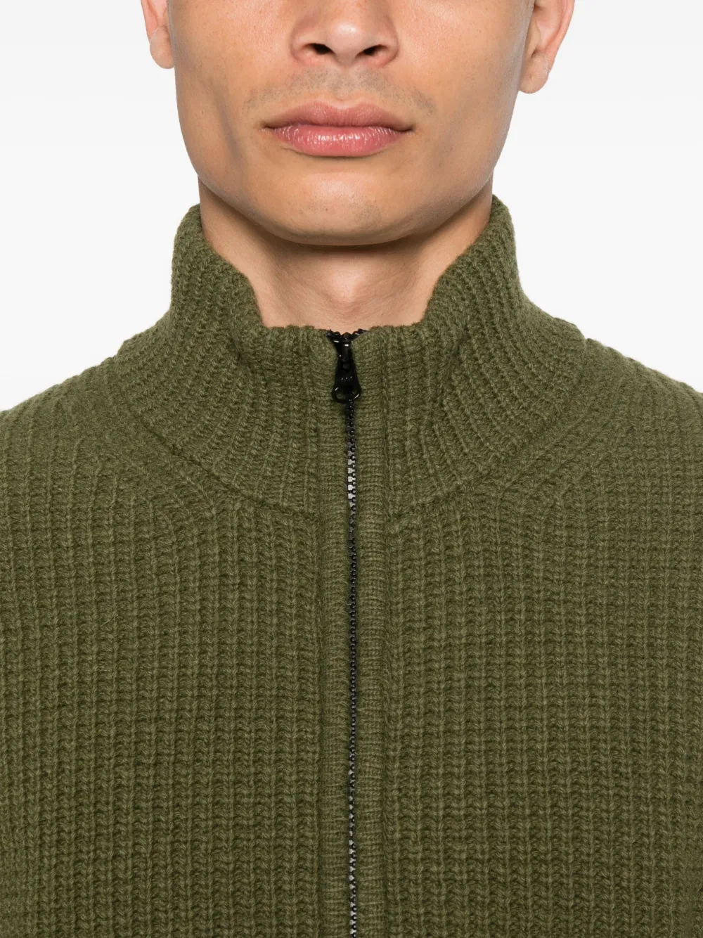 C.P. Company zip-front ribbed cardigan Groen