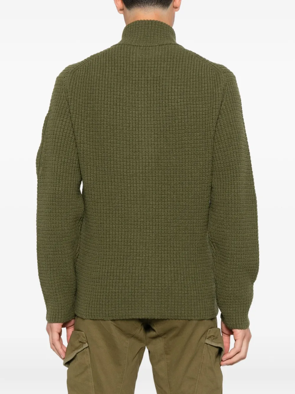 C.P. Company zip-front ribbed cardigan Groen