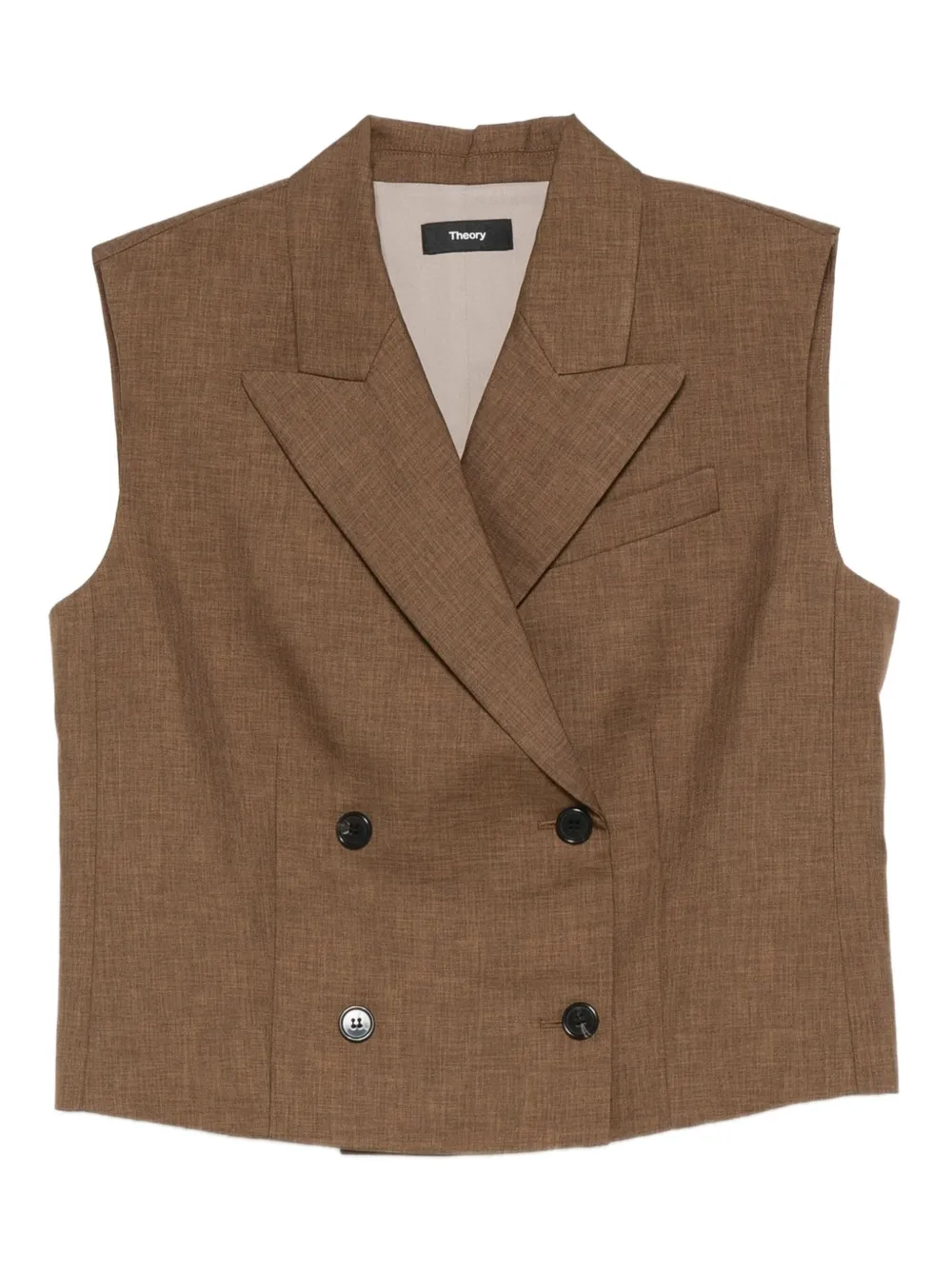 Theory double-breasted sleeveless waistcoat Bruin