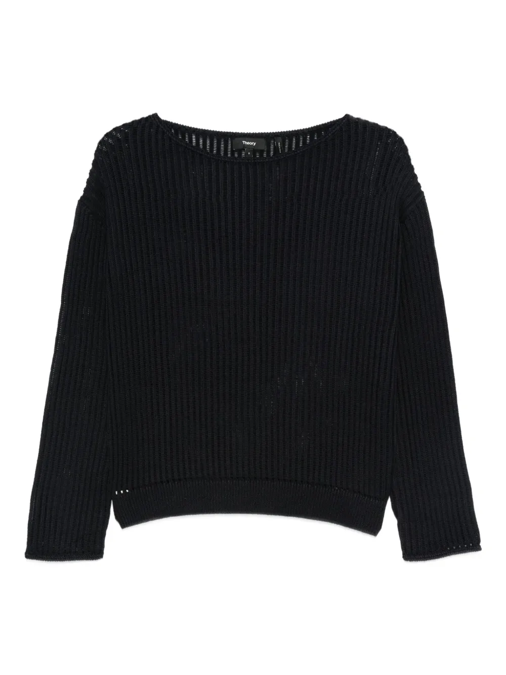 Theory ribbed boat-neck sweater Blauw