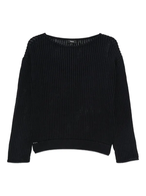 Theory Ribbed Boat-neck Sweater in Blue