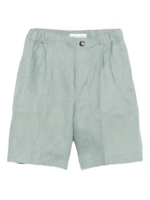 michael coal pleat-detail linen shorts
