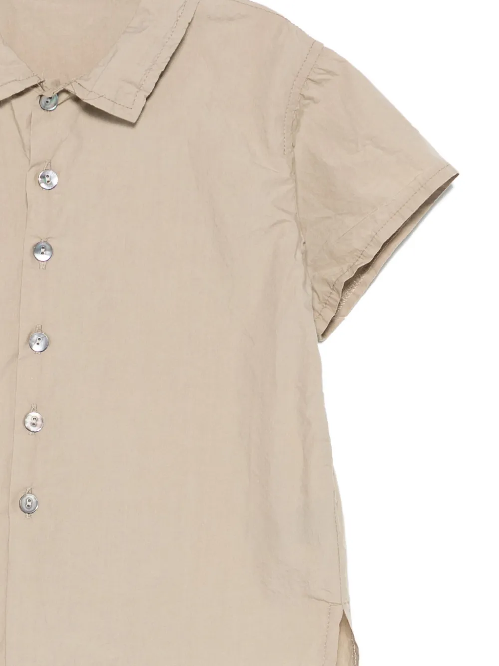 Album Di Famiglia Kids Shirt met knopen en korte mouwen Beige