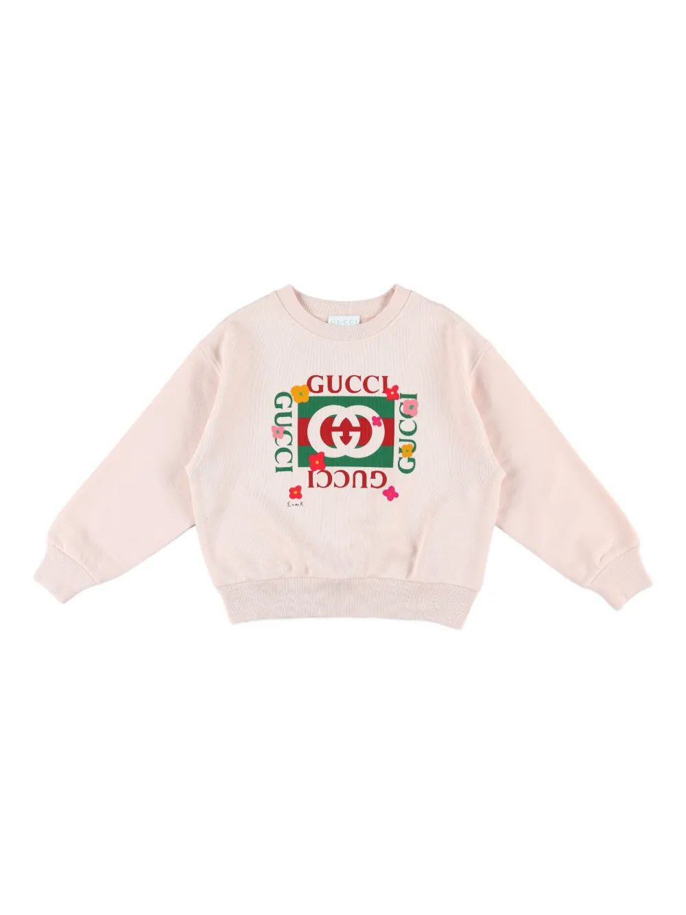 Gucci Kids logo-print cotton sweatshirt Roze
