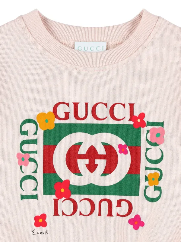 Gucci Kids Moletom Com Estampa De Logo Rosa FARFETCH BR