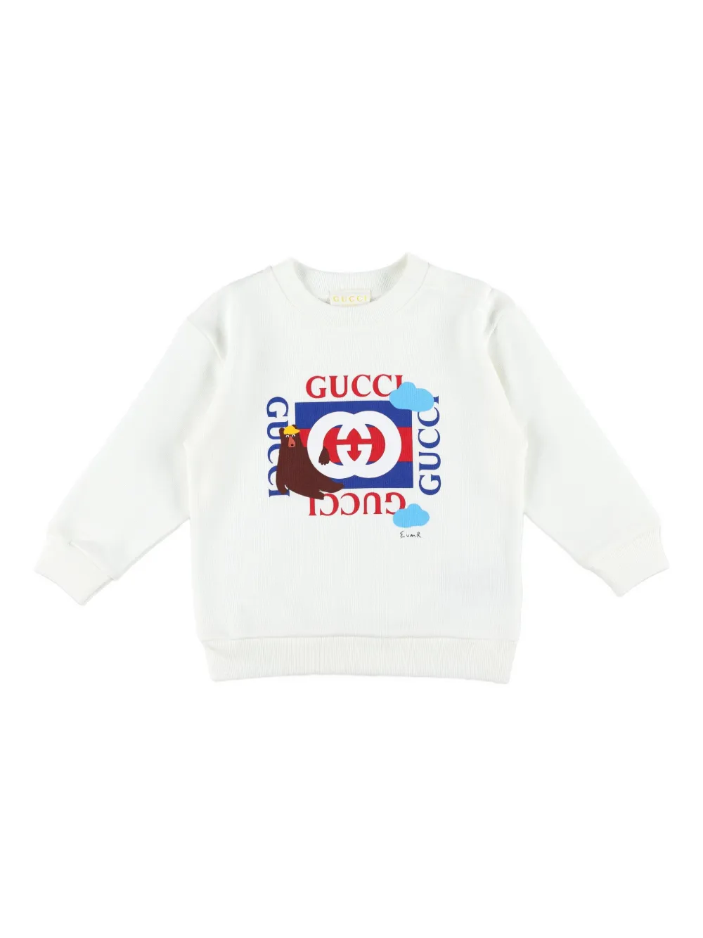 Gucci Kids printed-logo cotton sweatshirt Wit