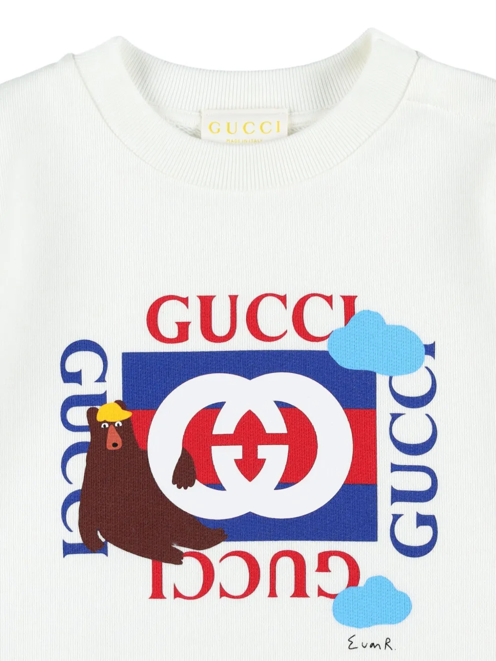 Gucci Kids printed-logo cotton sweatshirt Wit