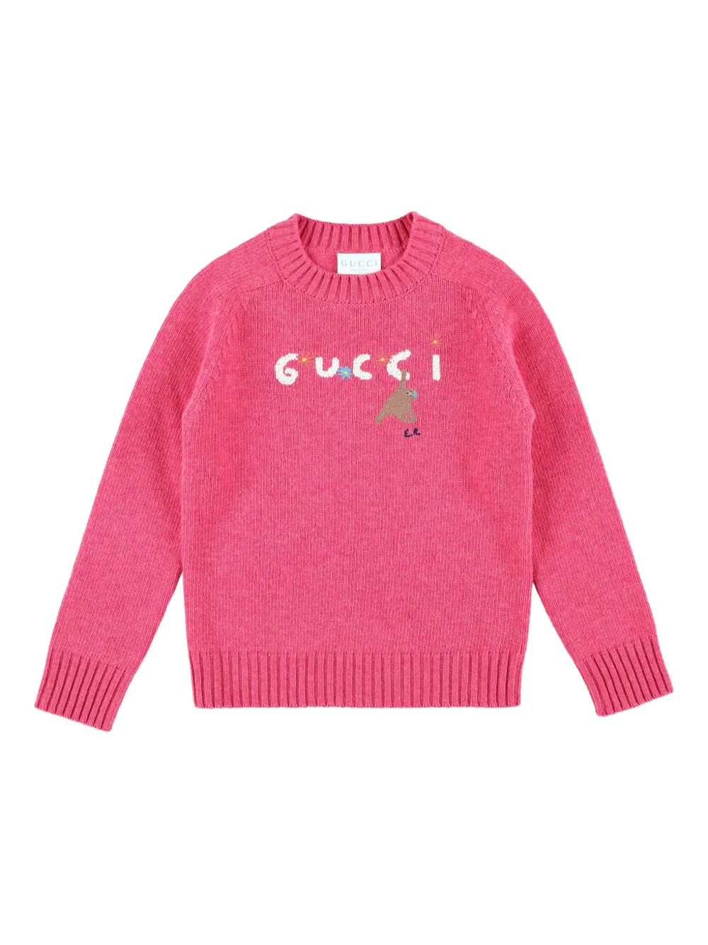 Gucci Kids logo-embroidered raglan-sleeve sweater Roze