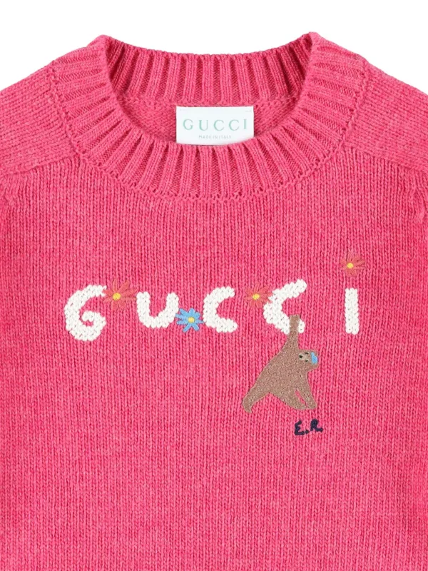 Gucci Kids logo-embroidered raglan-sleeve Sweater | Pink | FARFETCH PH