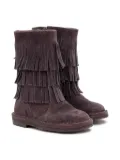 Pèpè fringed suede boots - Brown