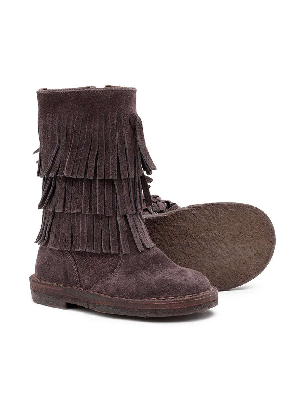 Pèpè fringed suede boots Brown