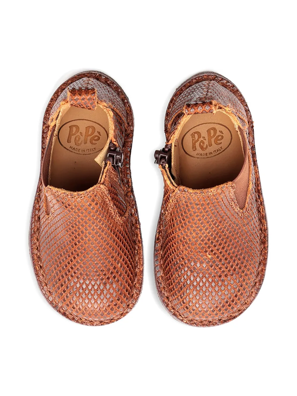 Pèpè snakeskin-textured zip boots Brown