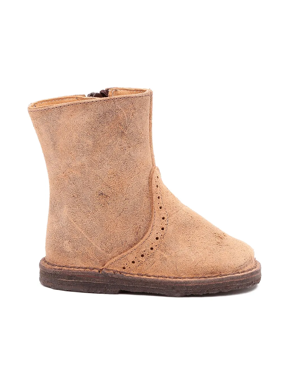 Pèpè Dylan zip-detail brogue boots - Beige