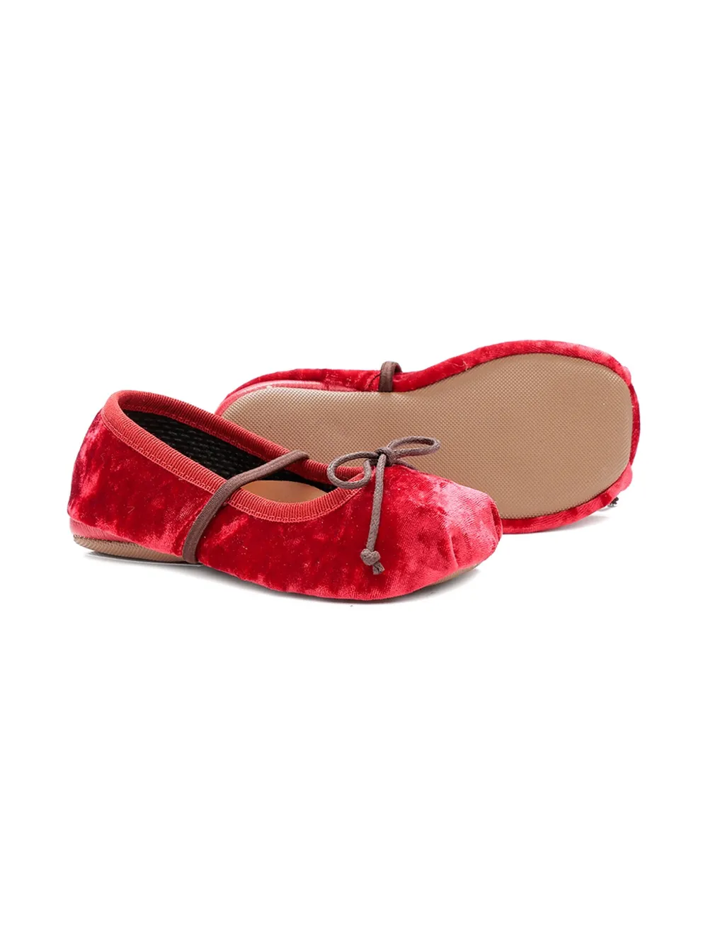 Pèpè velvet bow ballerinas Red