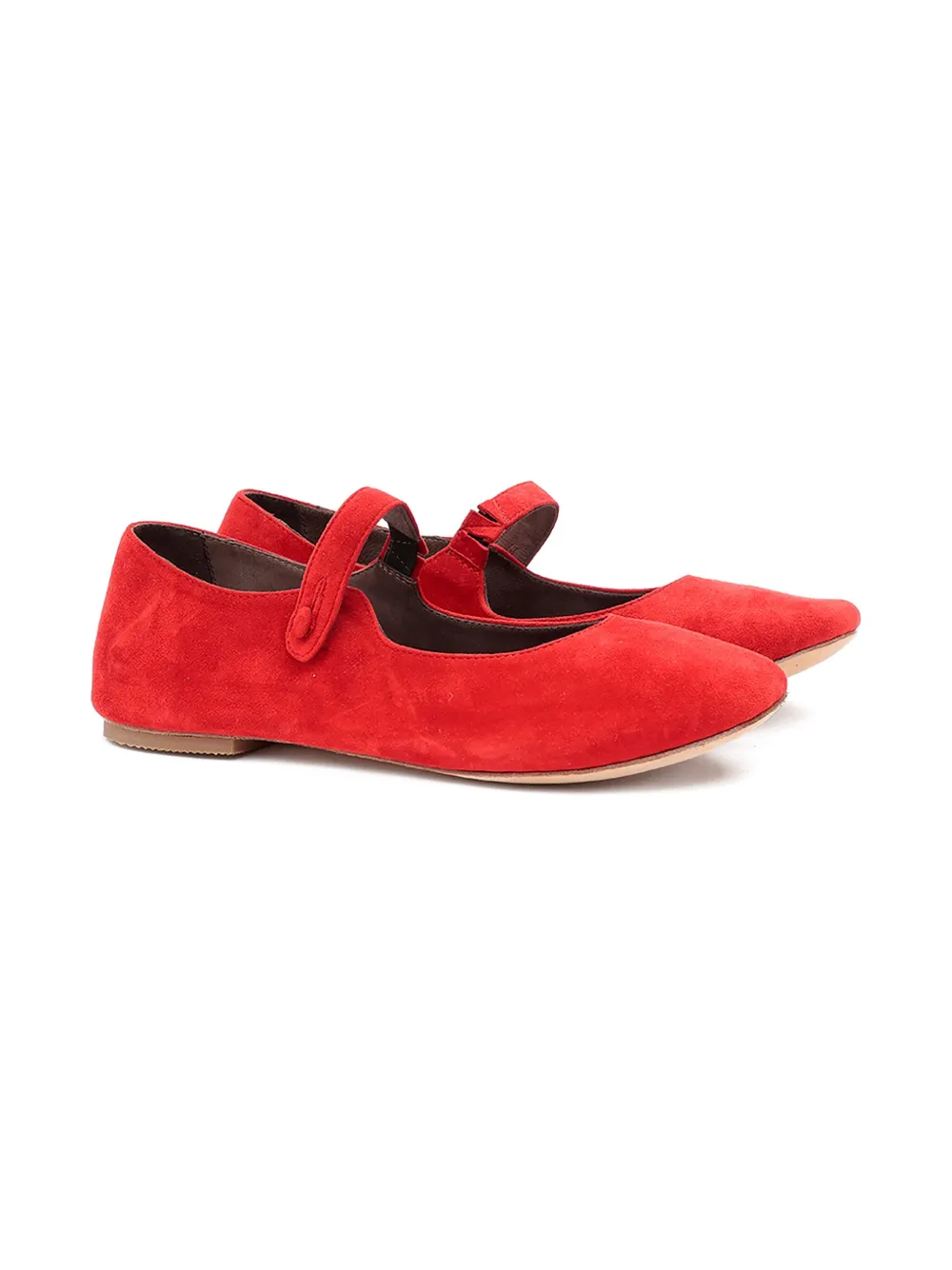 Pèpè button-fastening suede ballerinas Rood