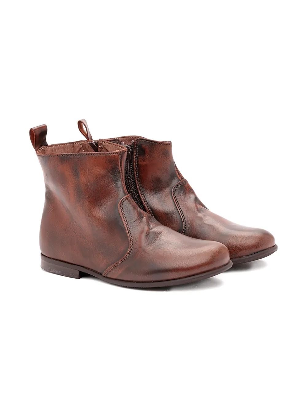 Pèpè zip-fastening leather ankle boots Brown