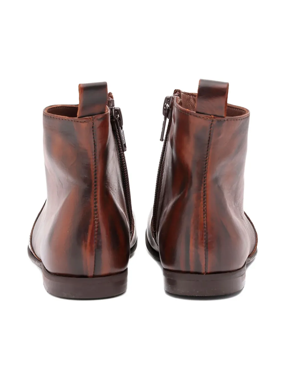 Pèpè zip-fastening leather ankle boots Brown