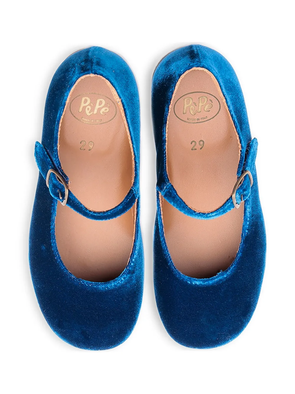 Pèpè velvet buckled ballerinas Blue
