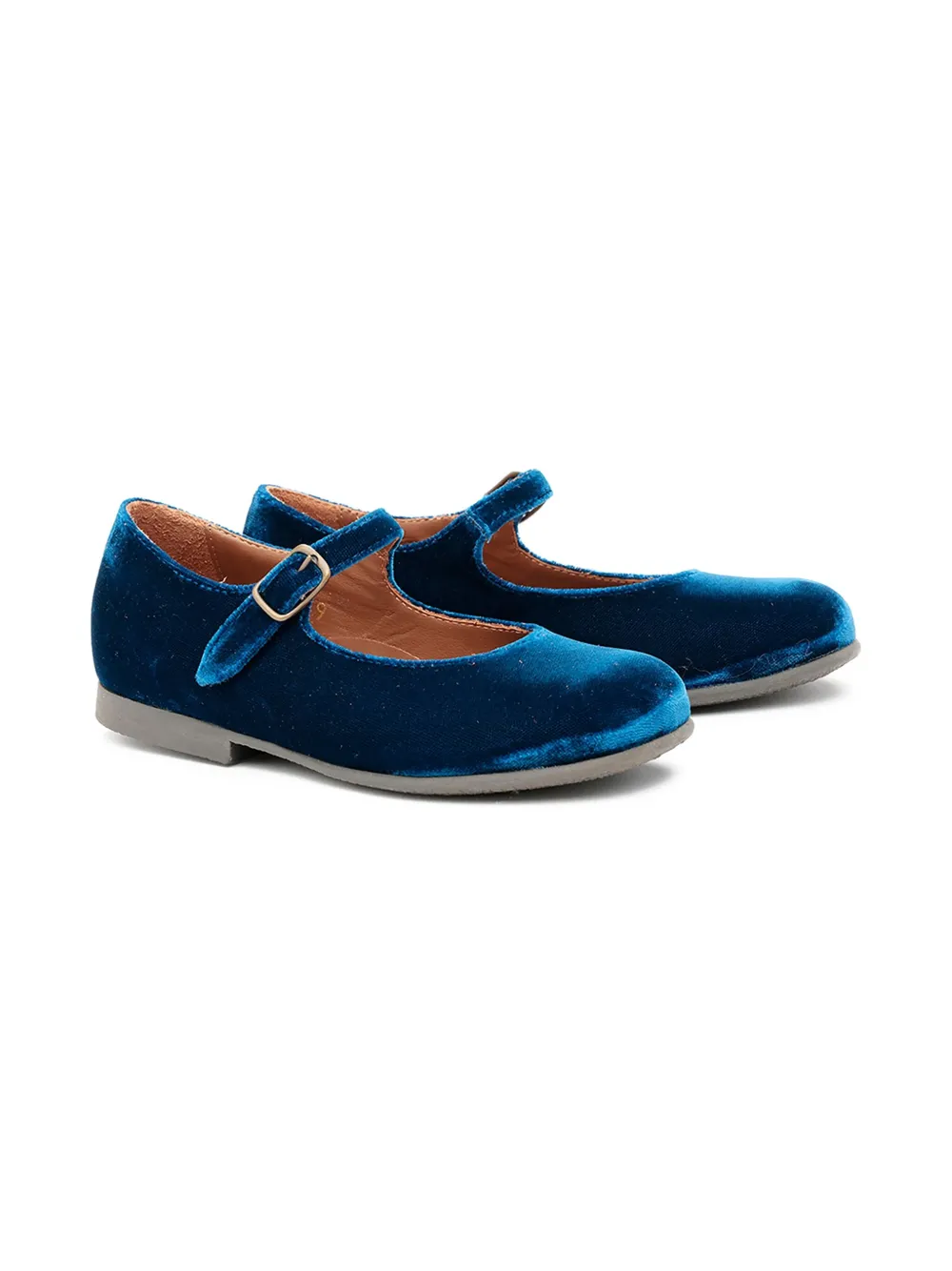 Pèpè velvet buckled ballerinas - Blauw