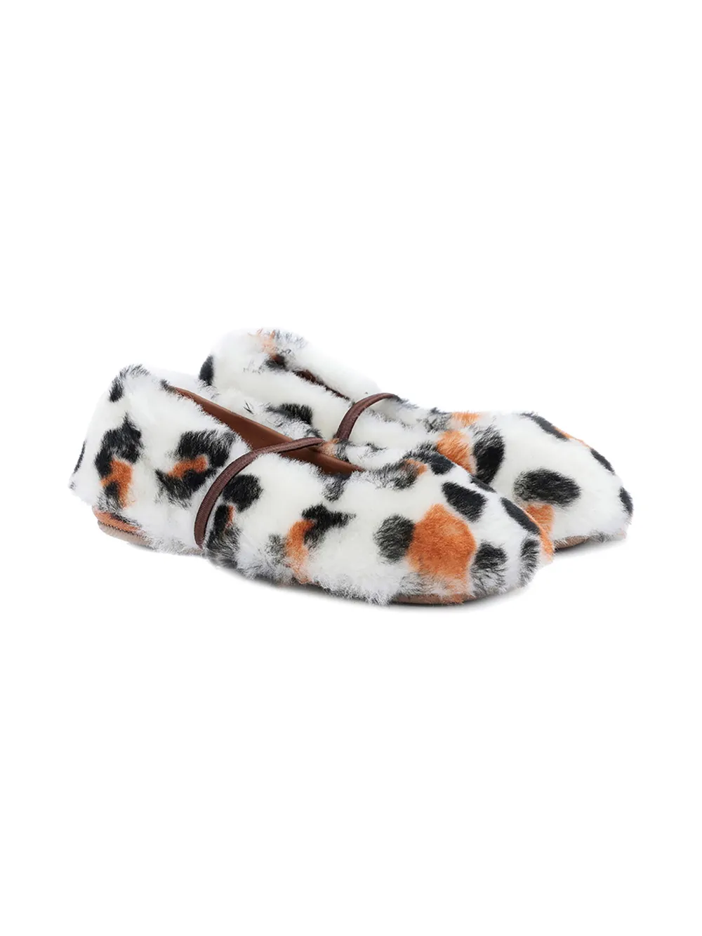 Pèpè leopard-print sheepskin slippers White