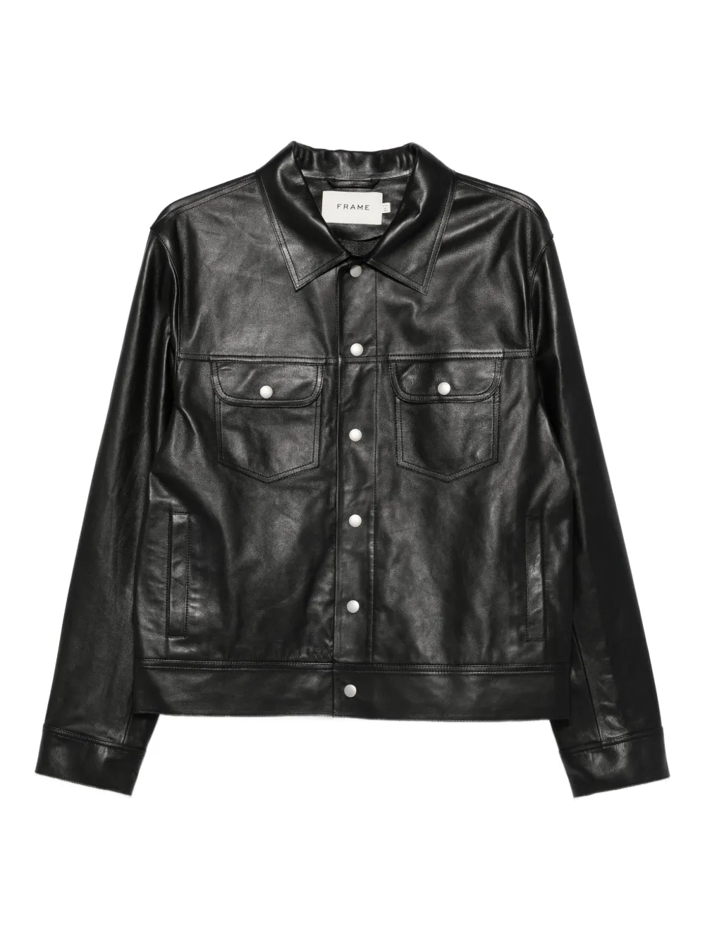 button-fastening leather jacket