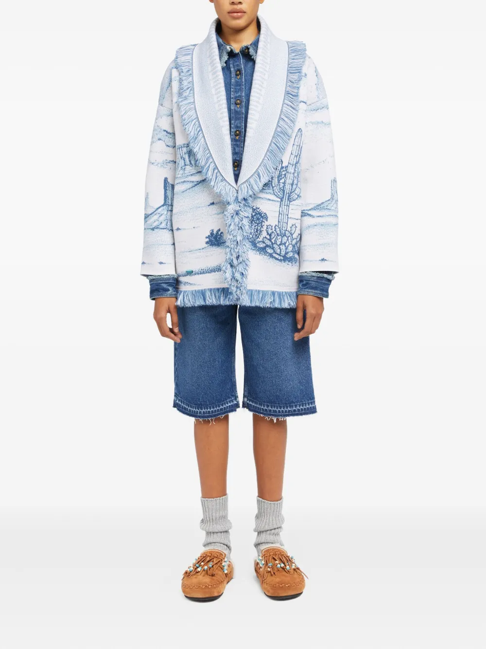 Alanui Silent Rider fringed cardigan Blauw