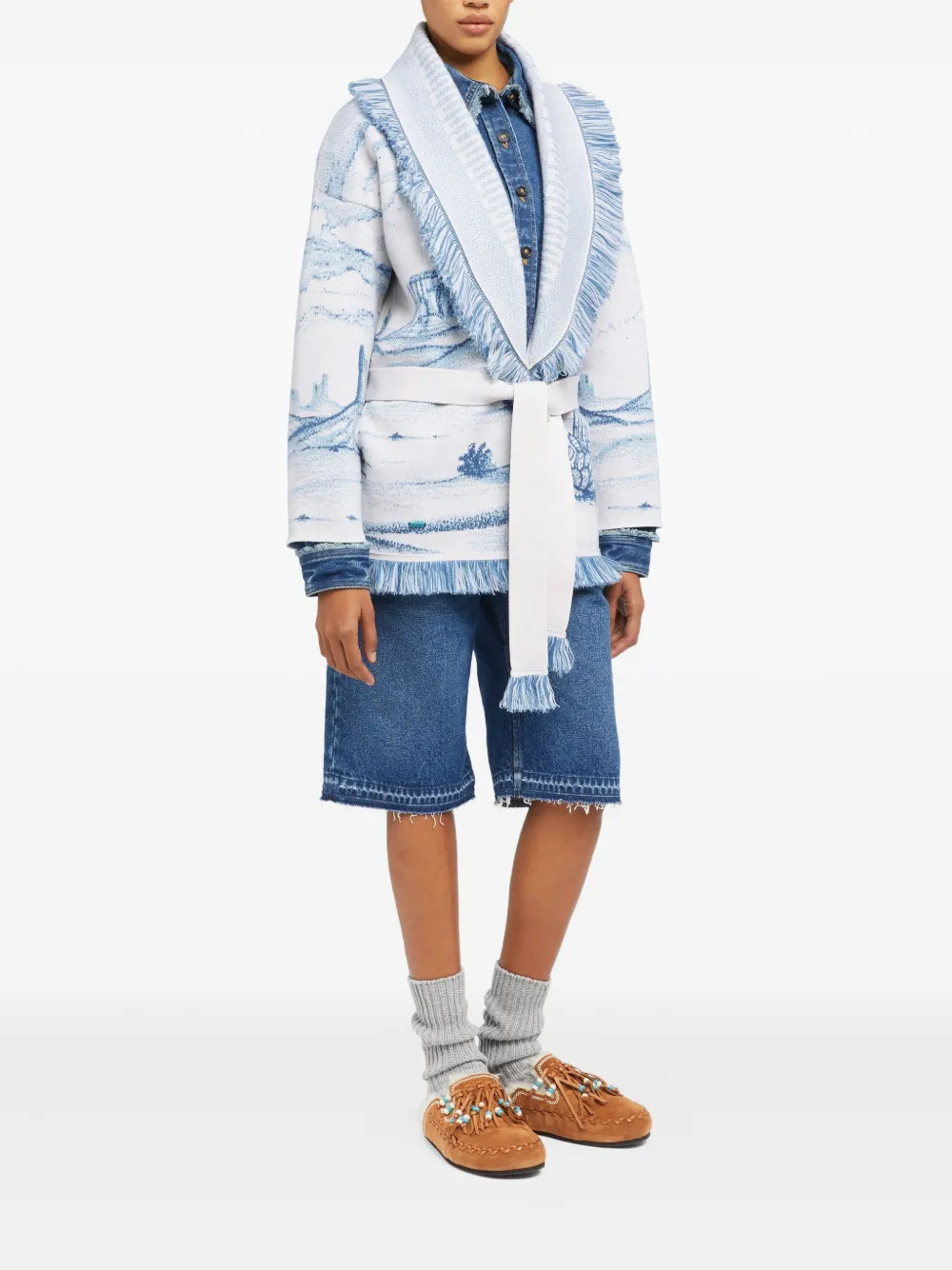 Alanui Silent Rider fringed cardigan Blauw