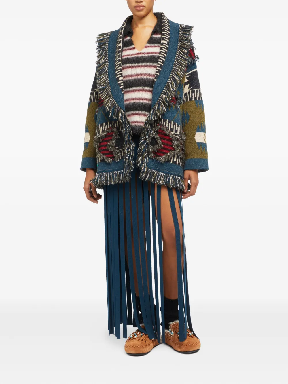 Alanui Grunge Anthem Cardigan In Multi