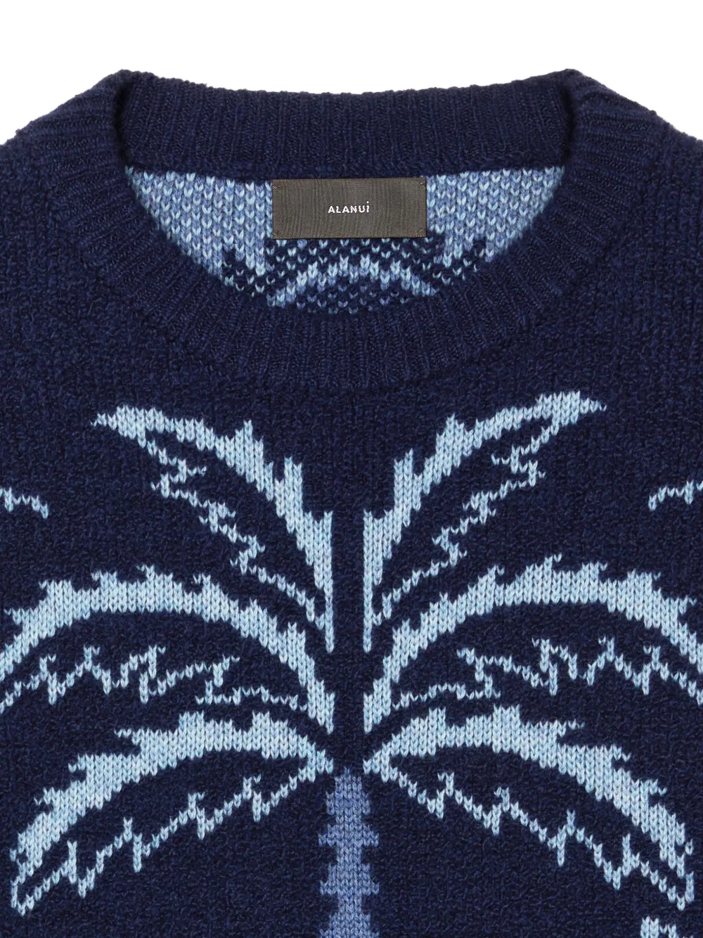 Alanui Glimpse of Eden trui met palmboom intarsia Blauw