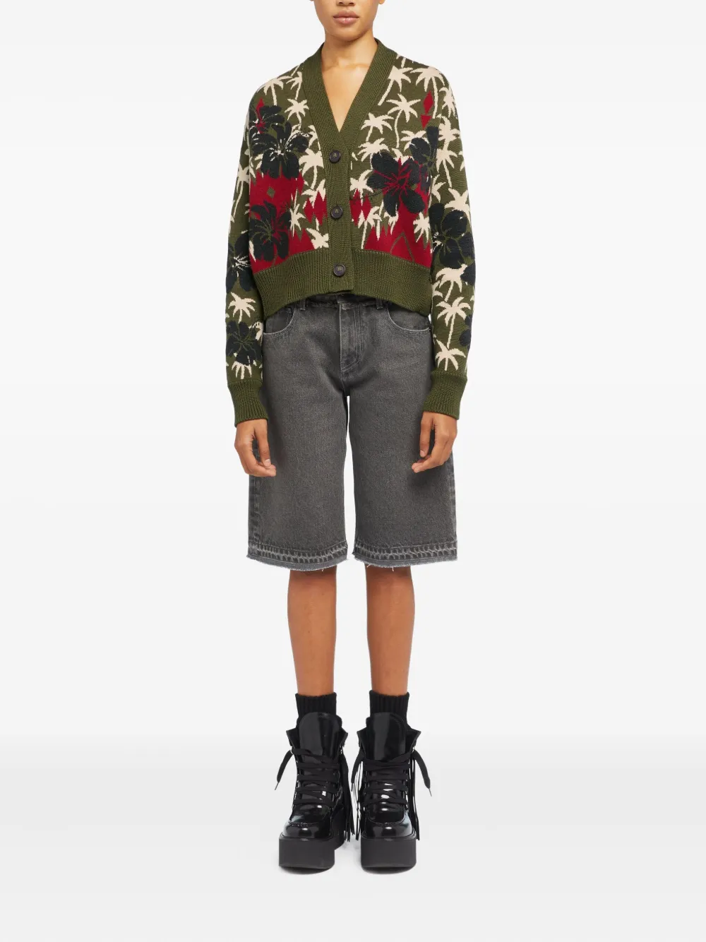 Alanui Hibiscus Bloom cardigan Groen