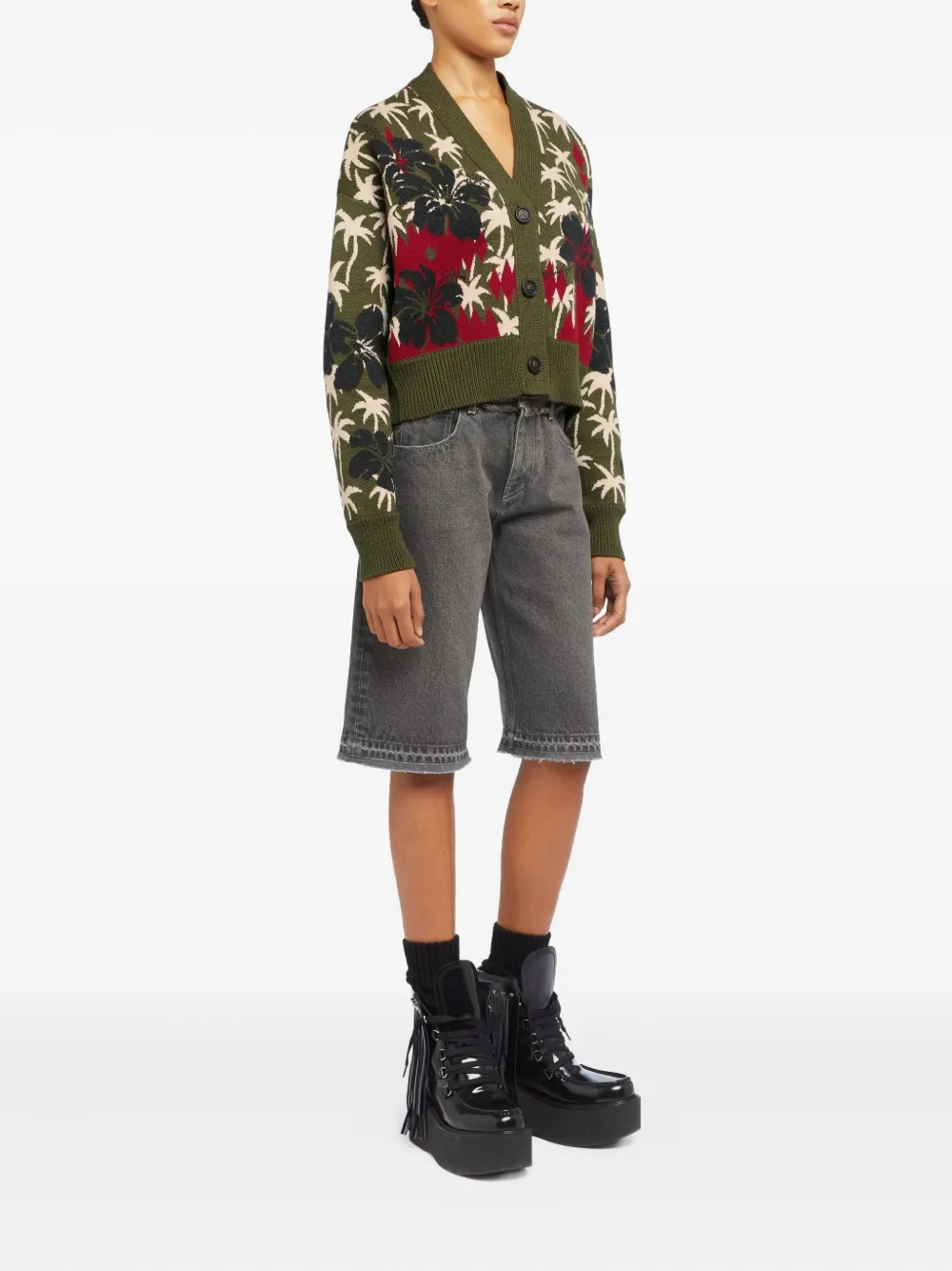 Alanui Hibiscus Bloom cardigan Groen