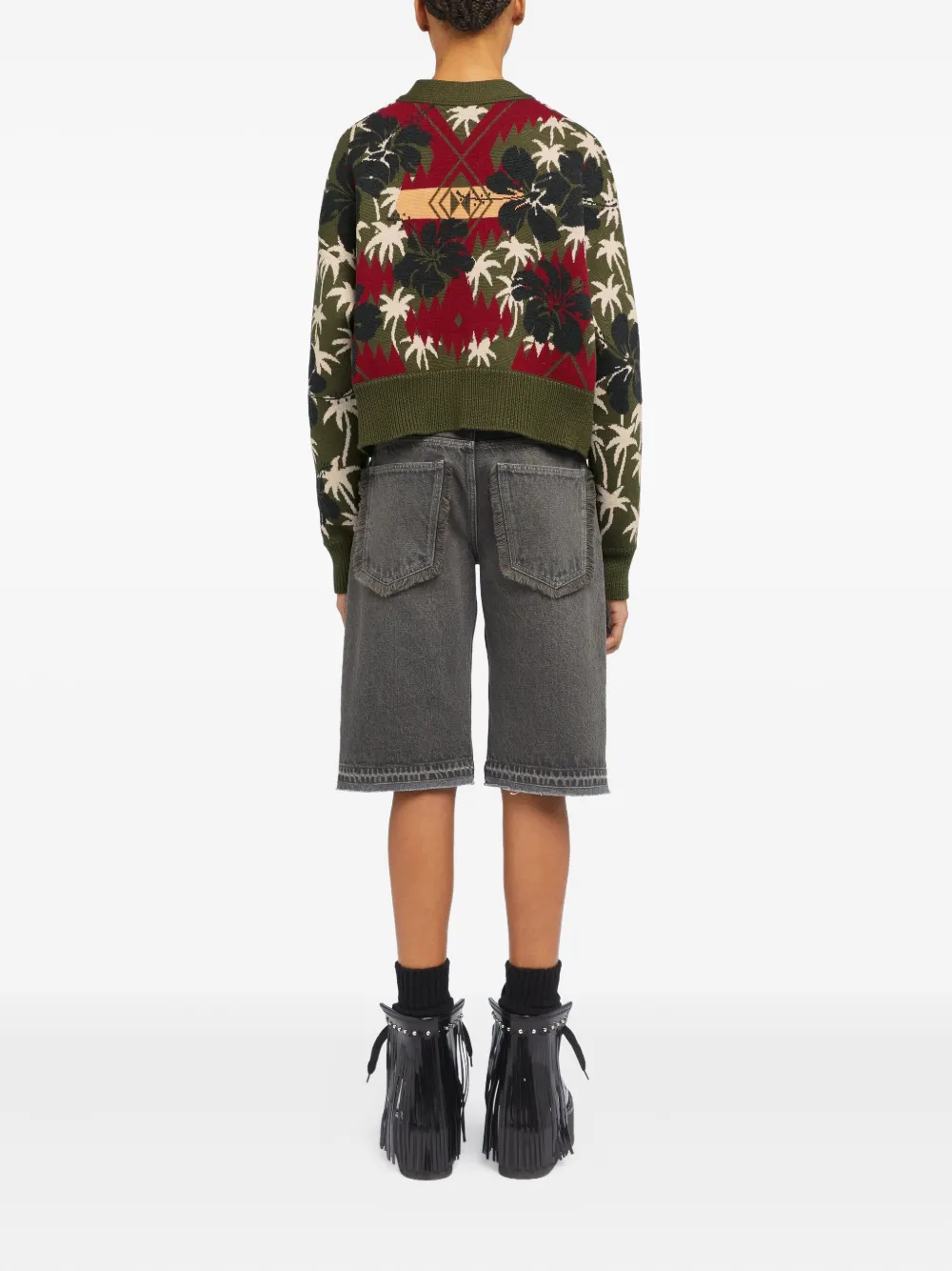 Alanui Hibiscus Bloom cardigan Groen