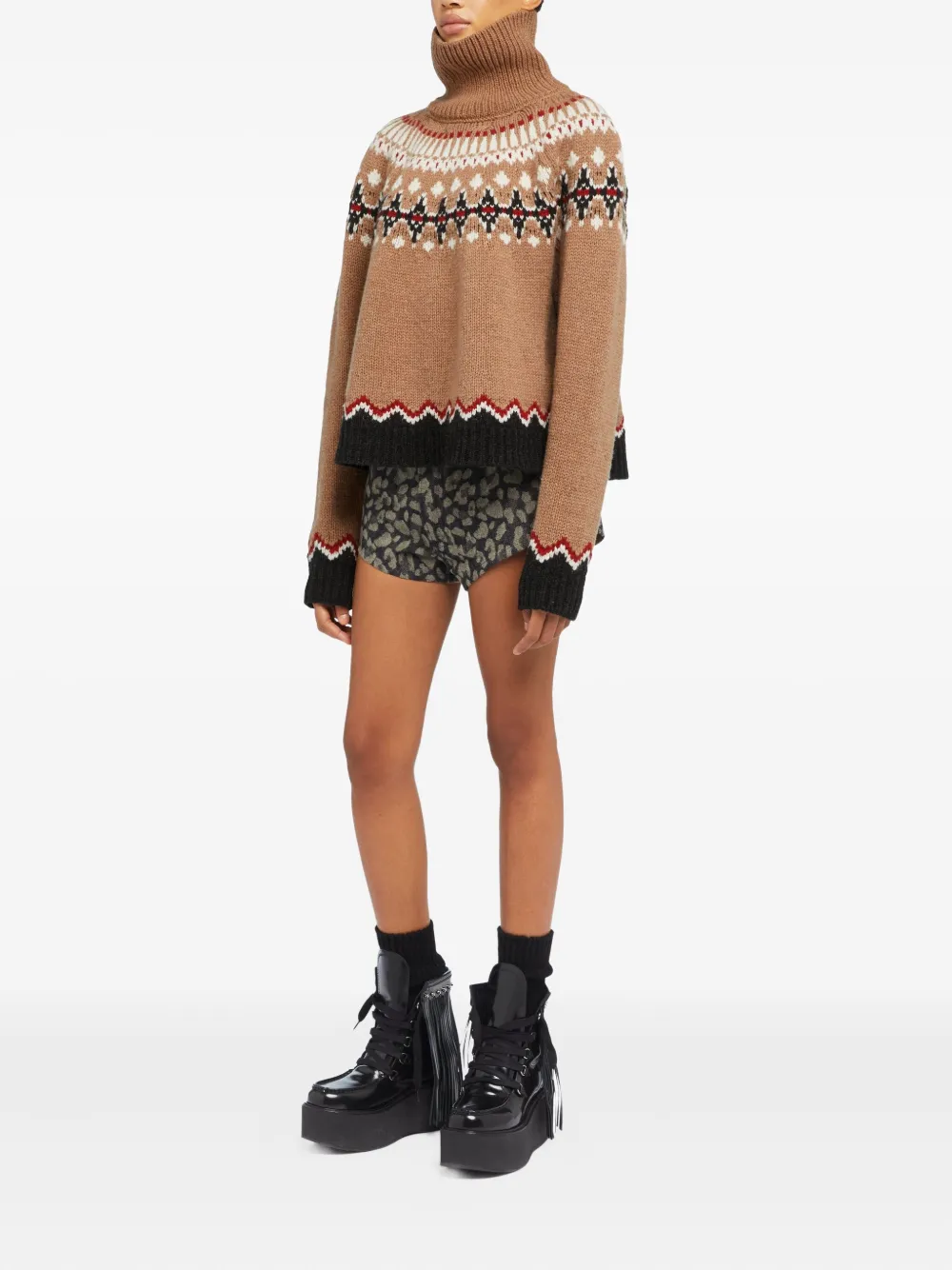 Alanui Sweet Winter Fairisle coltrui Bruin