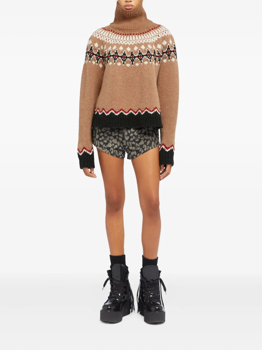Alanui Sweet Winter Fairisle coltrui Bruin
