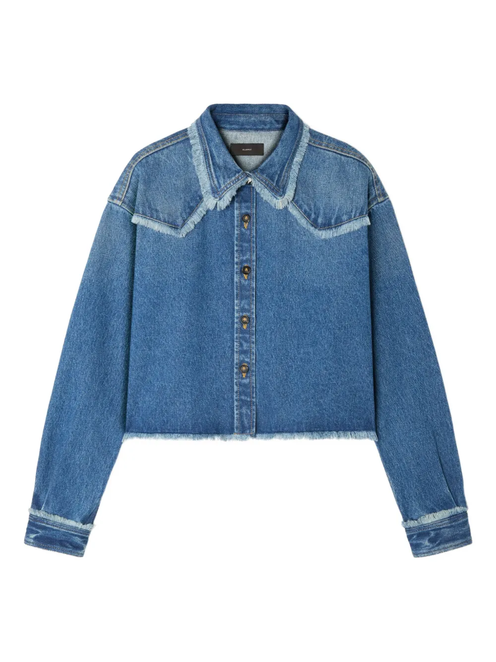 Alanui Pacific Roads Frayed-hem Denim Shirt In Blue