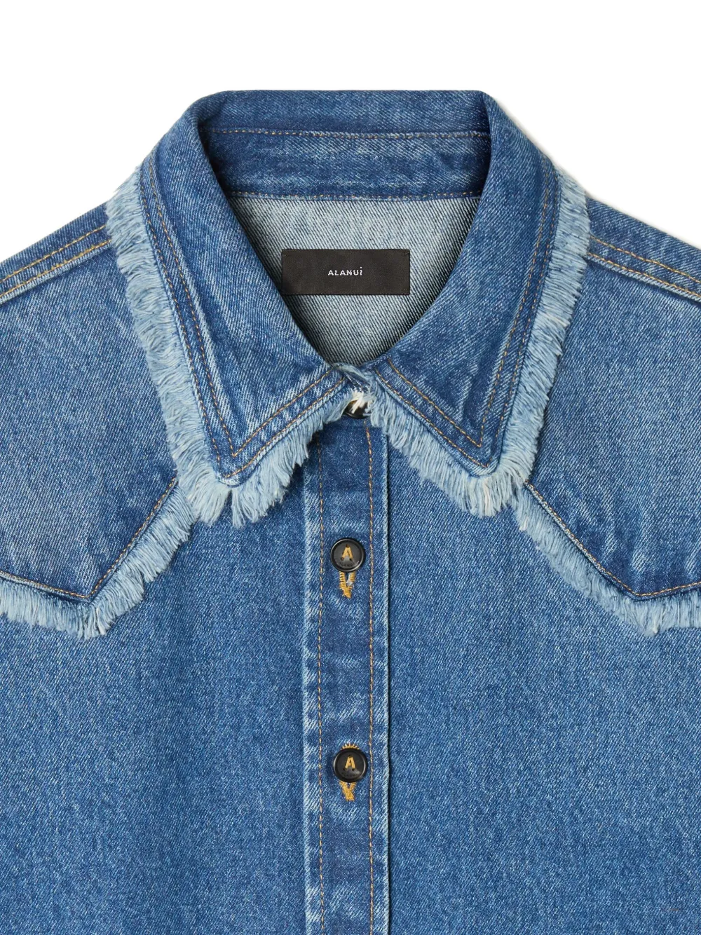 Alanui Pacific Roads denim blouse met franje Blauw